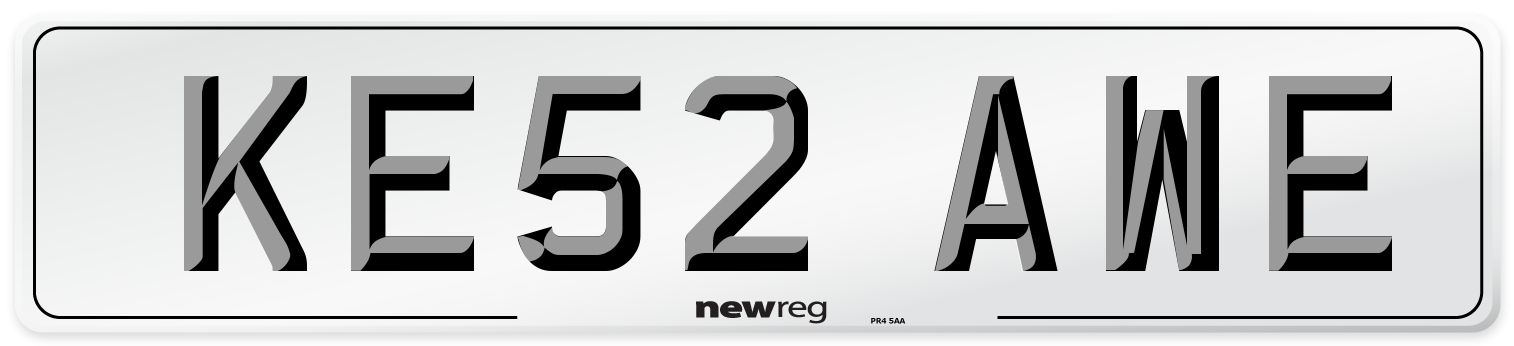 KE52 AWE Number Plate from New Reg